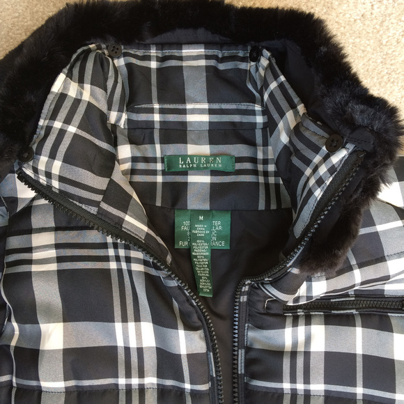 Ralph Lauren NWOT Plaid Faux Fur Vest M - Picture 6 of 8